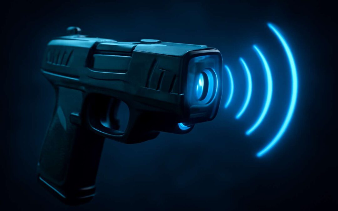 Crackling taser sound: the electric moment that jolts attention.